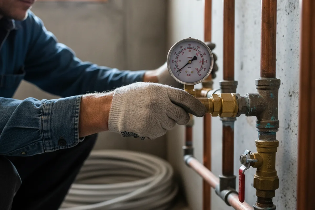Pressure testing a repaired line during Water Line Repair in Winterville